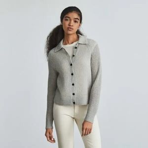 NWT Everlane Alpaca Collared Cardigan Grey Size XXS